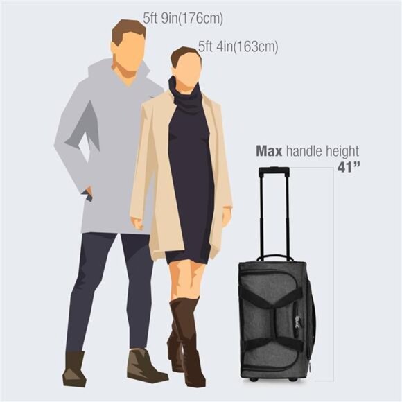 Rolling Duffel Bag Travel Luggage Wheeled Carry On Polyester Spacious Lightweigh - Picture 6 of 7